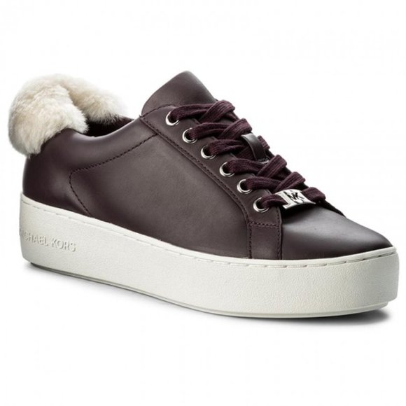 MICHAEL KORS Poppy Fur and Leather Sneakers Size 7 - Picture 1 of 12